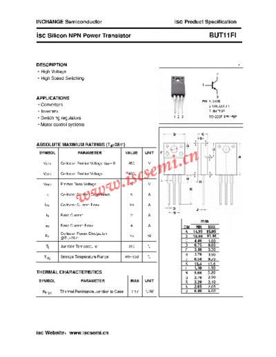 Inchange Semiconductor but11fi  . Electronic Components Datasheets Active components Transistors Inchange Semiconductor but11fi.pdf