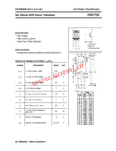 Inchange Semiconductor 2sd1735  . Electronic Components Datasheets Active components Transistors Inchange Semiconductor 2sd1735.pdf
