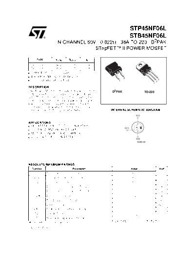 ST stp45nf06l  . Electronic Components Datasheets Active components Transistors ST stp45nf06l.pdf