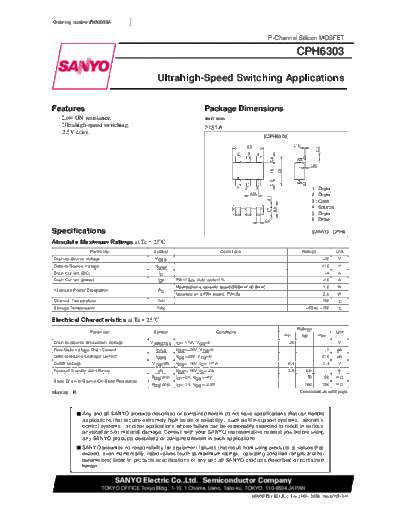 Sanyo cph6303  . Electronic Components Datasheets Active components Transistors Sanyo cph6303.pdf