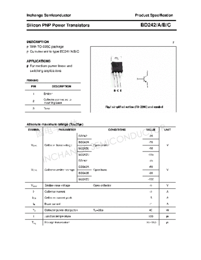 Inchange Semiconductor bd242 a b c  . Electronic Components Datasheets Active components Transistors Inchange Semiconductor bd242_a_b_c.pdf