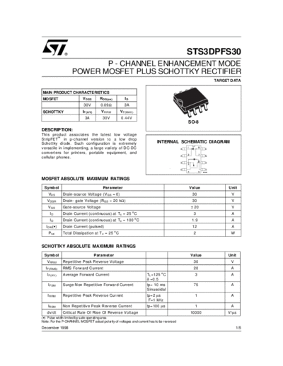 ST s3dpf30  . Electronic Components Datasheets Active components Transistors ST sts3dpf30.pdf