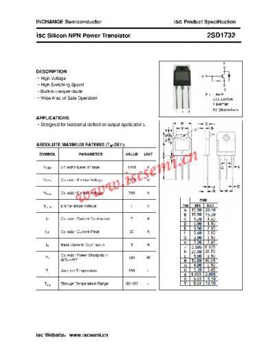 Inchange Semiconductor 2sd1732  . Electronic Components Datasheets Active components Transistors Inchange Semiconductor 2sd1732.pdf