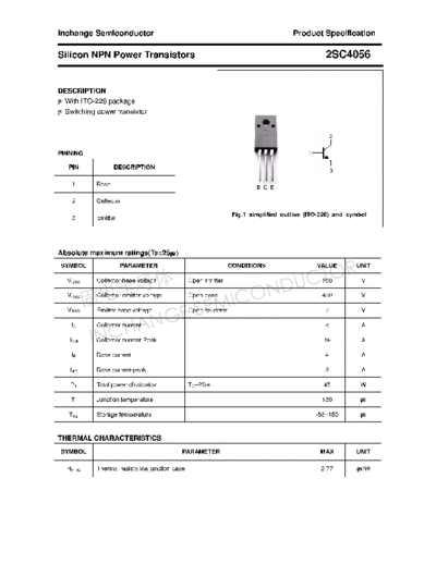 Inchange Semiconductor 2sc4056  . Electronic Components Datasheets Active components Transistors Inchange Semiconductor 2sc4056.pdf