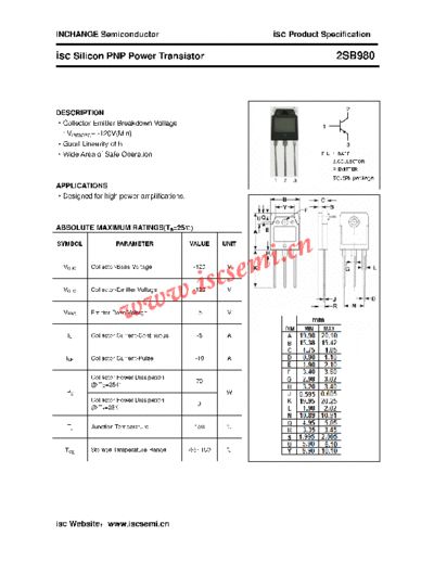 Inchange Semiconductor 2sb980  . Electronic Components Datasheets Active components Transistors Inchange Semiconductor 2sb980.pdf