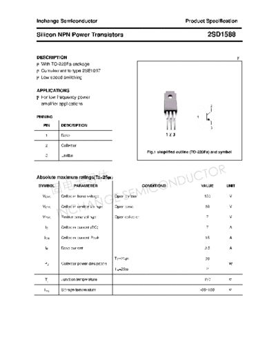 Inchange Semiconductor 2sd1588  . Electronic Components Datasheets Active components Transistors Inchange Semiconductor 2sd1588.pdf