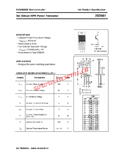 Inchange Semiconductor 2sd961  . Electronic Components Datasheets Active components Transistors Inchange Semiconductor 2sd961.pdf