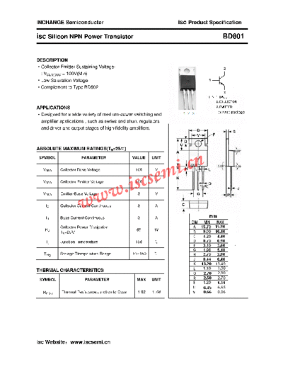 Inchange Semiconductor bd801  . Electronic Components Datasheets Active components Transistors Inchange Semiconductor bd801.pdf