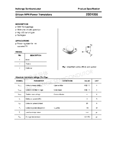 Inchange Semiconductor 2sd1208  . Electronic Components Datasheets Active components Transistors Inchange Semiconductor 2sd1208.pdf