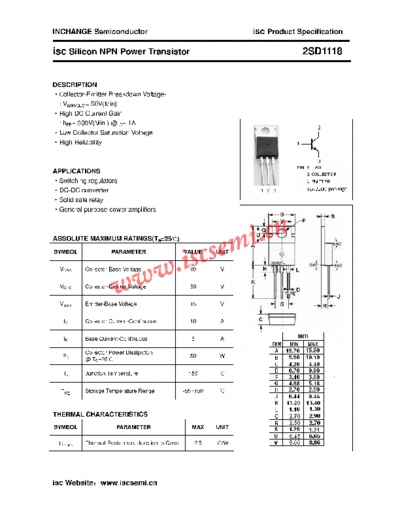 Inchange Semiconductor 2sd1118  . Electronic Components Datasheets Active components Transistors Inchange Semiconductor 2sd1118.pdf