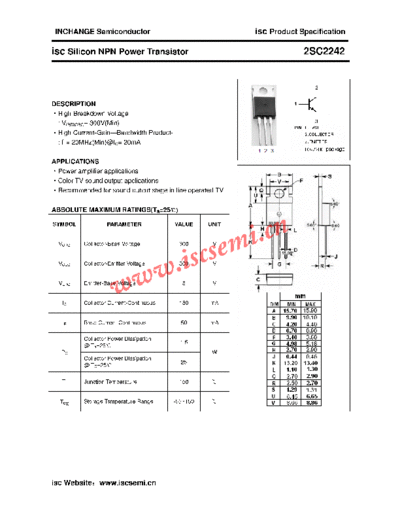 Inchange Semiconductor 2sc2242  . Electronic Components Datasheets Active components Transistors Inchange Semiconductor 2sc2242.pdf