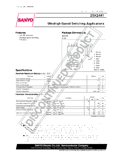 Sanyo 2sk2441  . Electronic Components Datasheets Active components Transistors Sanyo 2sk2441.pdf