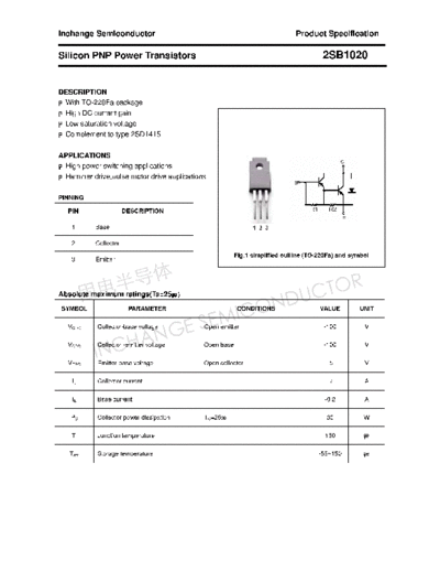 Inchange Semiconductor 2sb1020  . Electronic Components Datasheets Active components Transistors Inchange Semiconductor 2sb1020.pdf