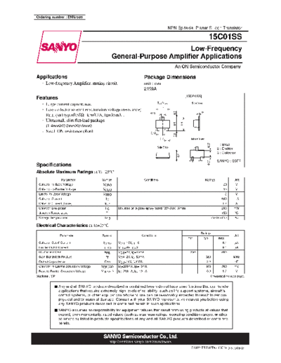 Sanyo 15c01ss  . Electronic Components Datasheets Active components Transistors Sanyo 15c01ss.pdf