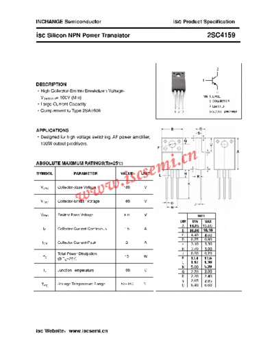 Inchange Semiconductor 2sc4159  . Electronic Components Datasheets Active components Transistors Inchange Semiconductor 2sc4159.pdf