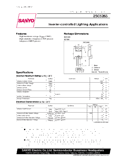 Sanyo 2sc5265  . Electronic Components Datasheets Active components Transistors Sanyo 2sc5265.pdf
