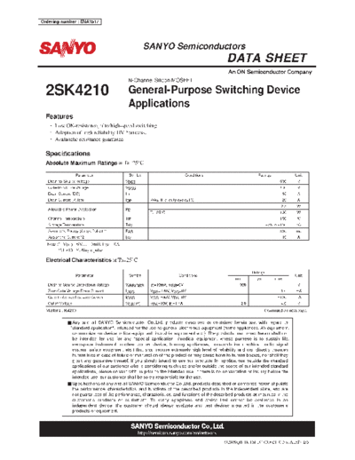 Sanyo 2sk4210  . Electronic Components Datasheets Active components Transistors Sanyo 2sk4210.pdf