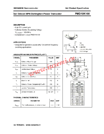 Inchange Semiconductor pmd10k100  . Electronic Components Datasheets Active components Transistors Inchange Semiconductor pmd10k100.pdf