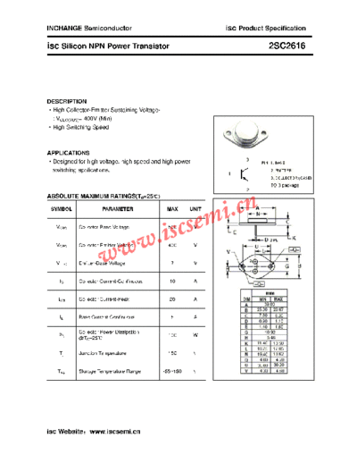 Inchange Semiconductor 2sc2616  . Electronic Components Datasheets Active components Transistors Inchange Semiconductor 2sc2616.pdf
