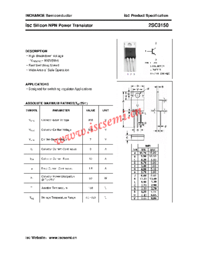 Inchange Semiconductor 2sc3150  . Electronic Components Datasheets Active components Transistors Inchange Semiconductor 2sc3150.pdf