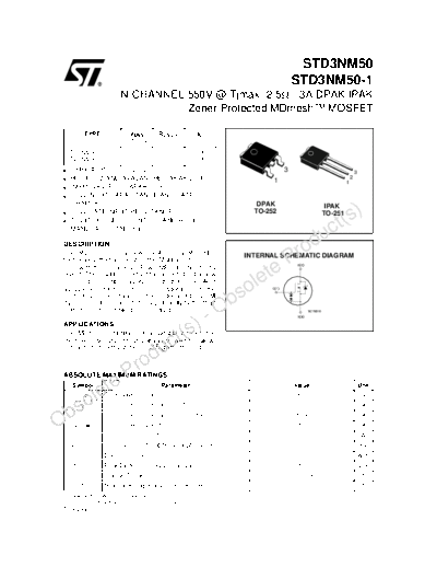 ST std3nm50  . Electronic Components Datasheets Active components Transistors ST std3nm50.pdf