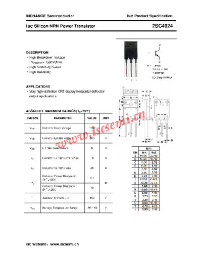 Inchange Semiconductor 2sc4924  . Electronic Components Datasheets Active components Transistors Inchange Semiconductor 2sc4924.pdf