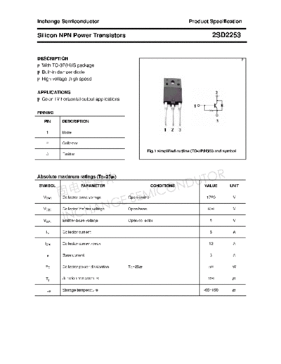 Inchange Semiconductor 2sd2253  . Electronic Components Datasheets Active components Transistors Inchange Semiconductor 2sd2253.pdf