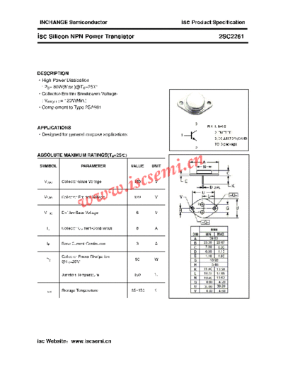 Inchange Semiconductor 2sc2261  . Electronic Components Datasheets Active components Transistors Inchange Semiconductor 2sc2261.pdf