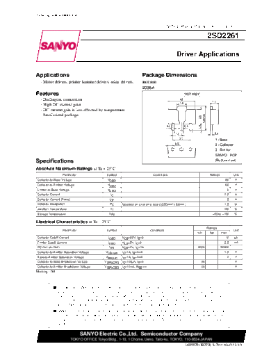 Sanyo 2sd2261  . Electronic Components Datasheets Active components Transistors Sanyo 2sd2261.pdf