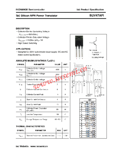 Inchange Semiconductor buv47afi  . Electronic Components Datasheets Active components Transistors Inchange Semiconductor buv47afi.pdf