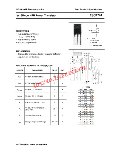 Inchange Semiconductor 2sc4744  . Electronic Components Datasheets Active components Transistors Inchange Semiconductor 2sc4744.pdf