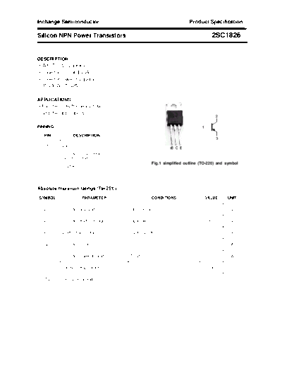 Inchange Semiconductor 2sc1826  . Electronic Components Datasheets Active components Transistors Inchange Semiconductor 2sc1826.pdf