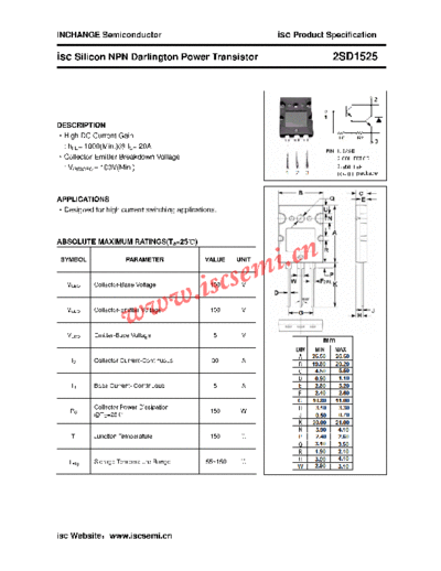 Inchange Semiconductor 2sd1525  . Electronic Components Datasheets Active components Transistors Inchange Semiconductor 2sd1525.pdf