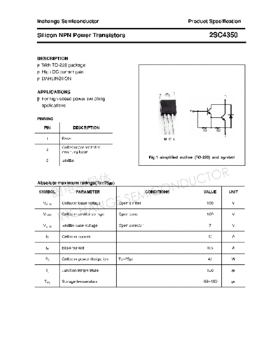 Inchange Semiconductor 2sc4350  . Electronic Components Datasheets Active components Transistors Inchange Semiconductor 2sc4350.pdf