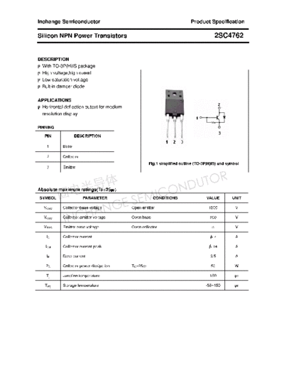 Inchange Semiconductor 2sc4762  . Electronic Components Datasheets Active components Transistors Inchange Semiconductor 2sc4762.pdf