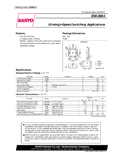 Sanyo 2sk2864  . Electronic Components Datasheets Active components Transistors Sanyo 2sk2864.pdf