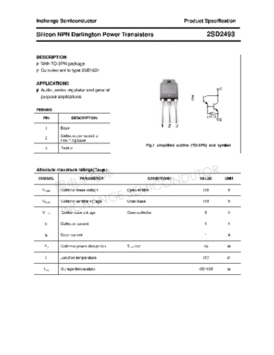 Inchange Semiconductor 2sd2493  . Electronic Components Datasheets Active components Transistors Inchange Semiconductor 2sd2493.pdf