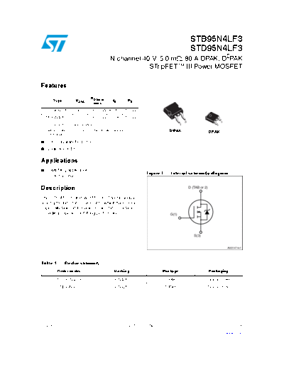 ST stb95n4lf3 std95n4lf3  . Electronic Components Datasheets Active components Transistors ST stb95n4lf3_std95n4lf3.pdf