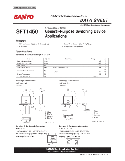 Sanyo sft1450  . Electronic Components Datasheets Active components Transistors Sanyo sft1450.pdf