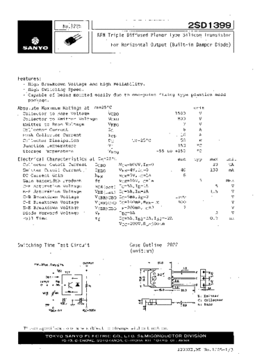Sanyo 2sd1399  . Electronic Components Datasheets Active components Transistors Sanyo 2sd1399.pdf