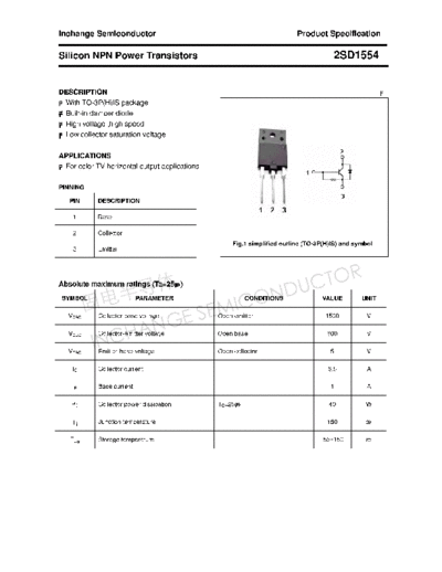 Inchange Semiconductor 2sd1554  . Electronic Components Datasheets Active components Transistors Inchange Semiconductor 2sd1554.pdf