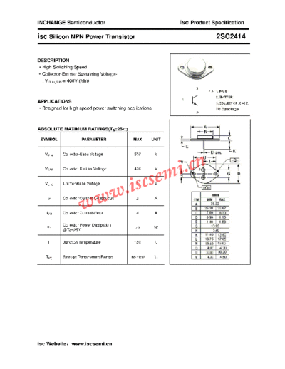 Inchange Semiconductor 2sc2414  . Electronic Components Datasheets Active components Transistors Inchange Semiconductor 2sc2414.pdf