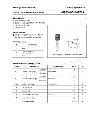 Inchange Semiconductor mje800 801 802 803  . Electronic Components Datasheets Active components Transistors Inchange Semiconductor mje800_801_802_803.pdf