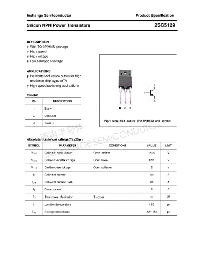 Inchange Semiconductor 2sc5129  . Electronic Components Datasheets Active components Transistors Inchange Semiconductor 2sc5129.pdf