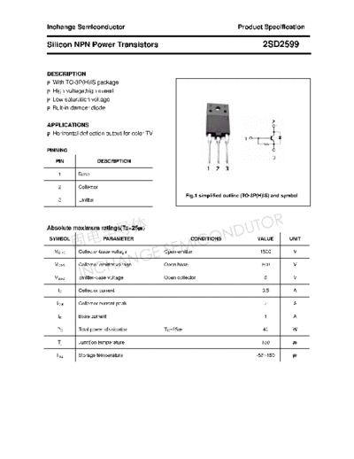 Inchange Semiconductor 2sd2599  . Electronic Components Datasheets Active components Transistors Inchange Semiconductor 2sd2599.pdf