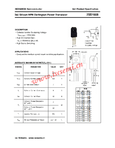 Inchange Semiconductor 2sd1608  . Electronic Components Datasheets Active components Transistors Inchange Semiconductor 2sd1608.pdf