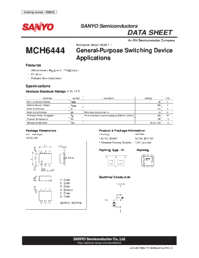 Sanyo mch6444  . Electronic Components Datasheets Active components Transistors Sanyo mch6444.pdf