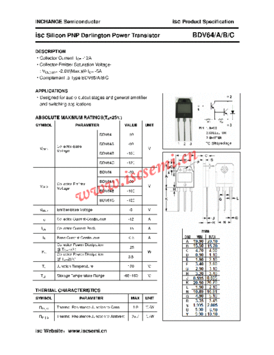 Inchange Semiconductor bdv64 a b c  . Electronic Components Datasheets Active components Transistors Inchange Semiconductor bdv64_a_b_c.pdf