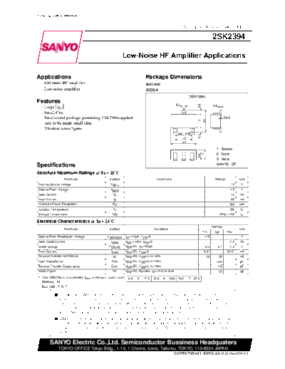 Sanyo 2sk2394  . Electronic Components Datasheets Active components Transistors Sanyo 2sk2394.pdf