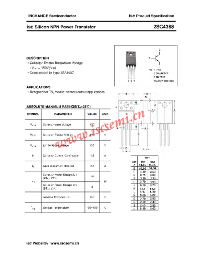Inchange Semiconductor 2sc4368  . Electronic Components Datasheets Active components Transistors Inchange Semiconductor 2sc4368.pdf